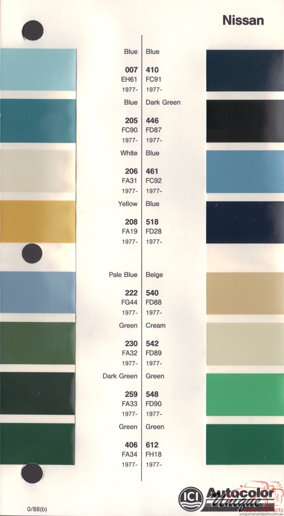 1977-1979 Nissan Paint Charts Autocolor